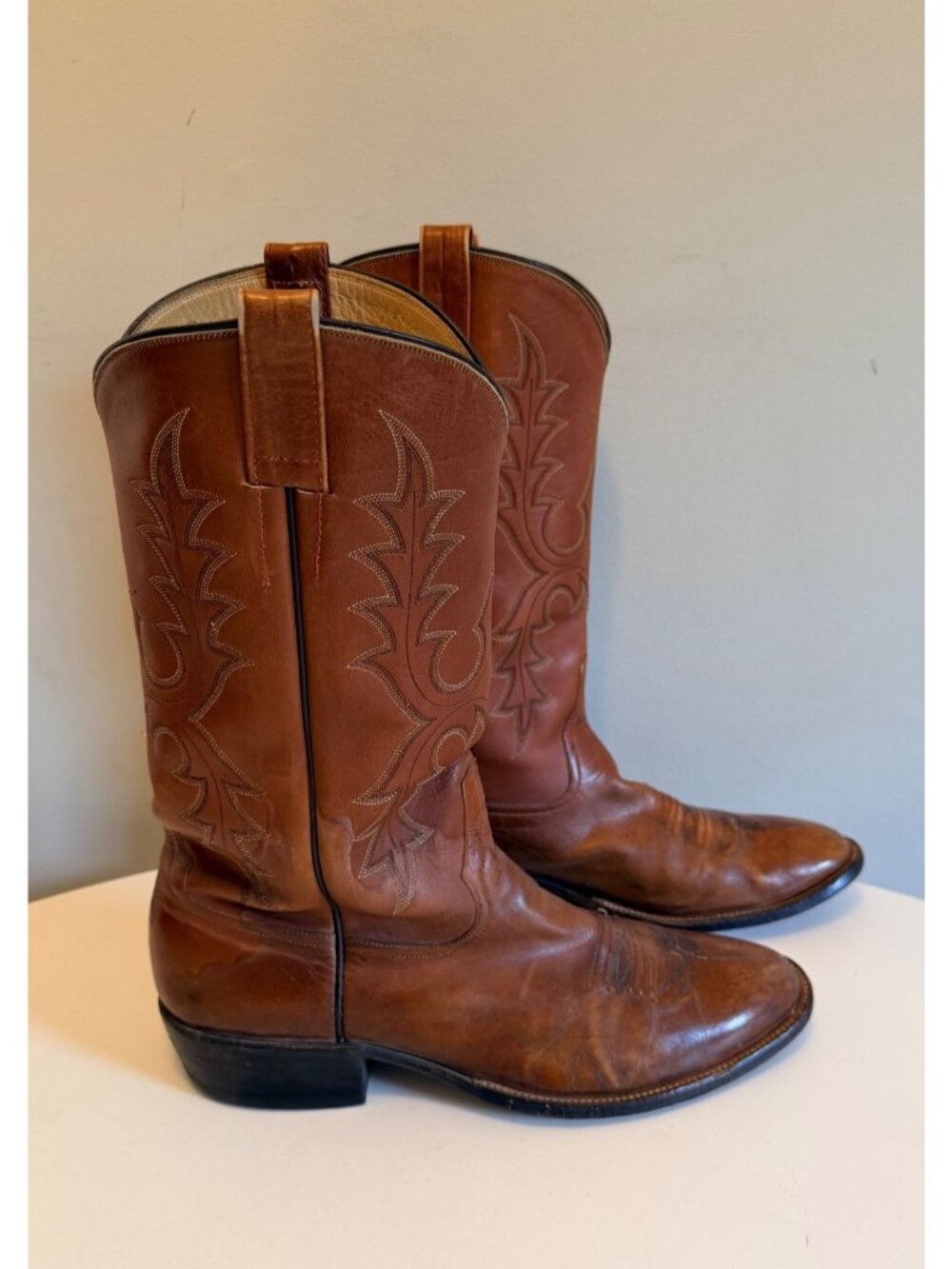 Vintage Rios of Mercedes Mens Brown Leather Western Cowboy Boots Size 10 D